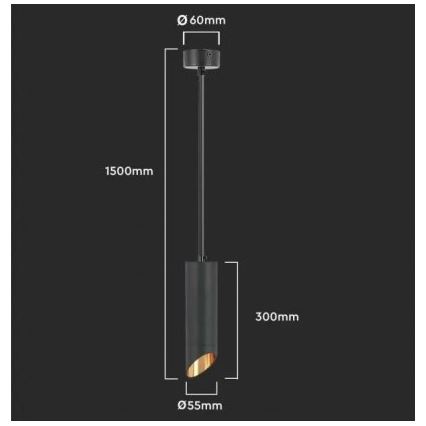 Lühter 1xGU10/35W/230V 30 cm must