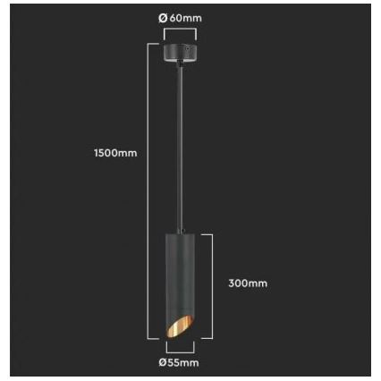 Lühter 1xGU10/35W/230V 30 cm must