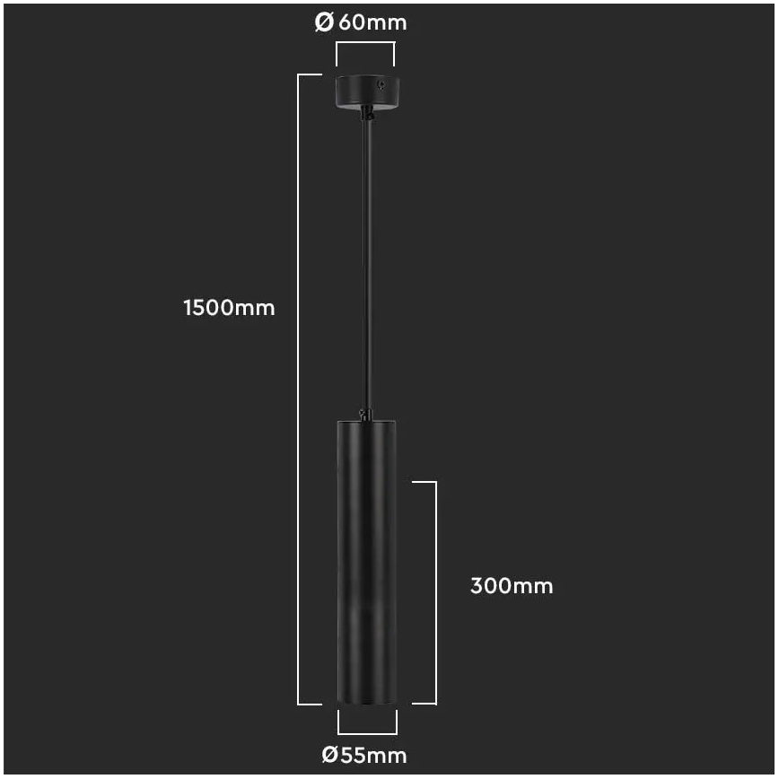 Lühter 1xGU10/35W/230V 30 cm must