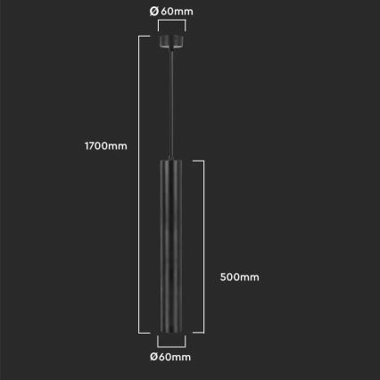 Lühter 1xGU10/35W/230V 50 cm must