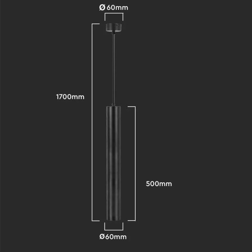 Lühter 1xGU10/35W/230V 50 cm must