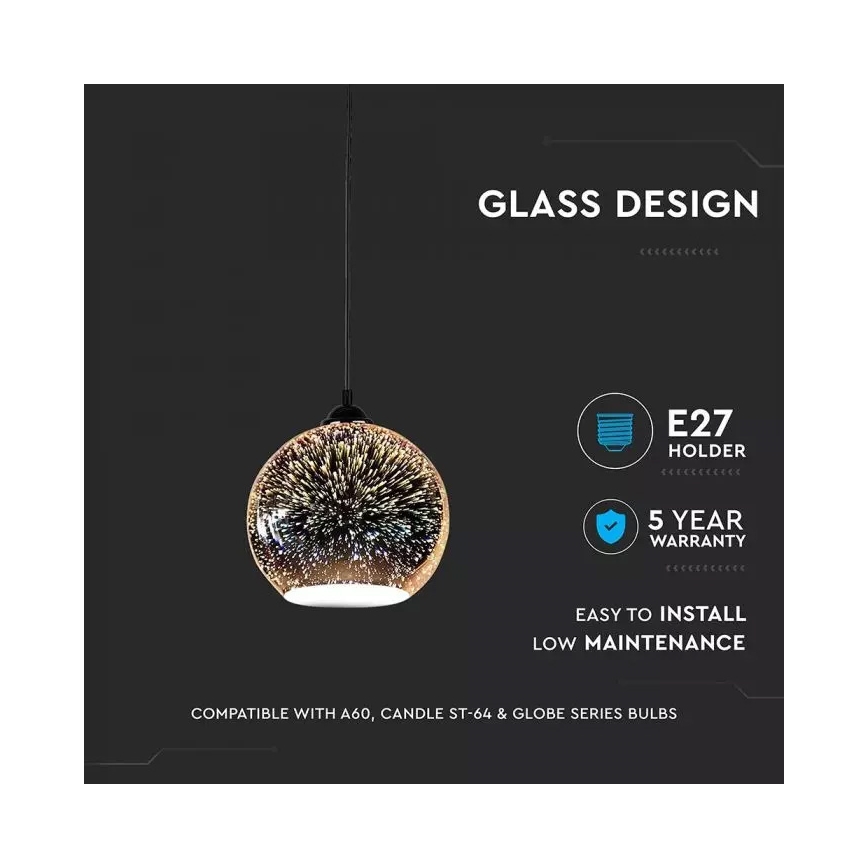 Lühter 3D 1xE27/60W/230V