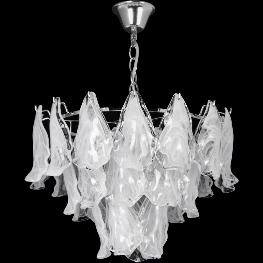 Lühter 4xE27/60W/230V d. 40 cm läikiv kroom/valge