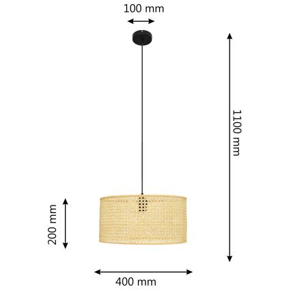 Lühter ALBA 1xE27/15W/230V d. 40 cm rotang/must