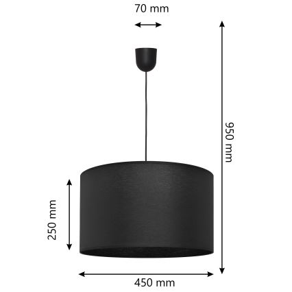 Lühter ALBA 1xE27/15W/230V d. 45 cm must