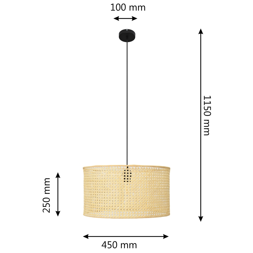 Lühter ALBA 1xE27/15W/230V d. 45 cm rotang/must