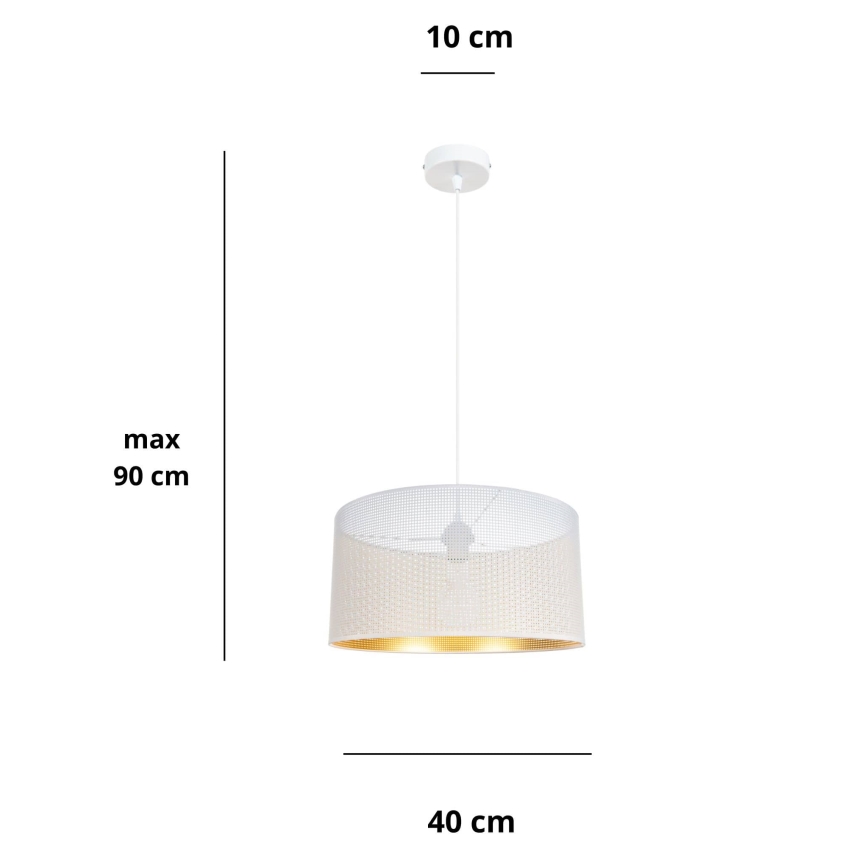 Lühter ALDO 1xE27/60W/230V d. 40 cm valge