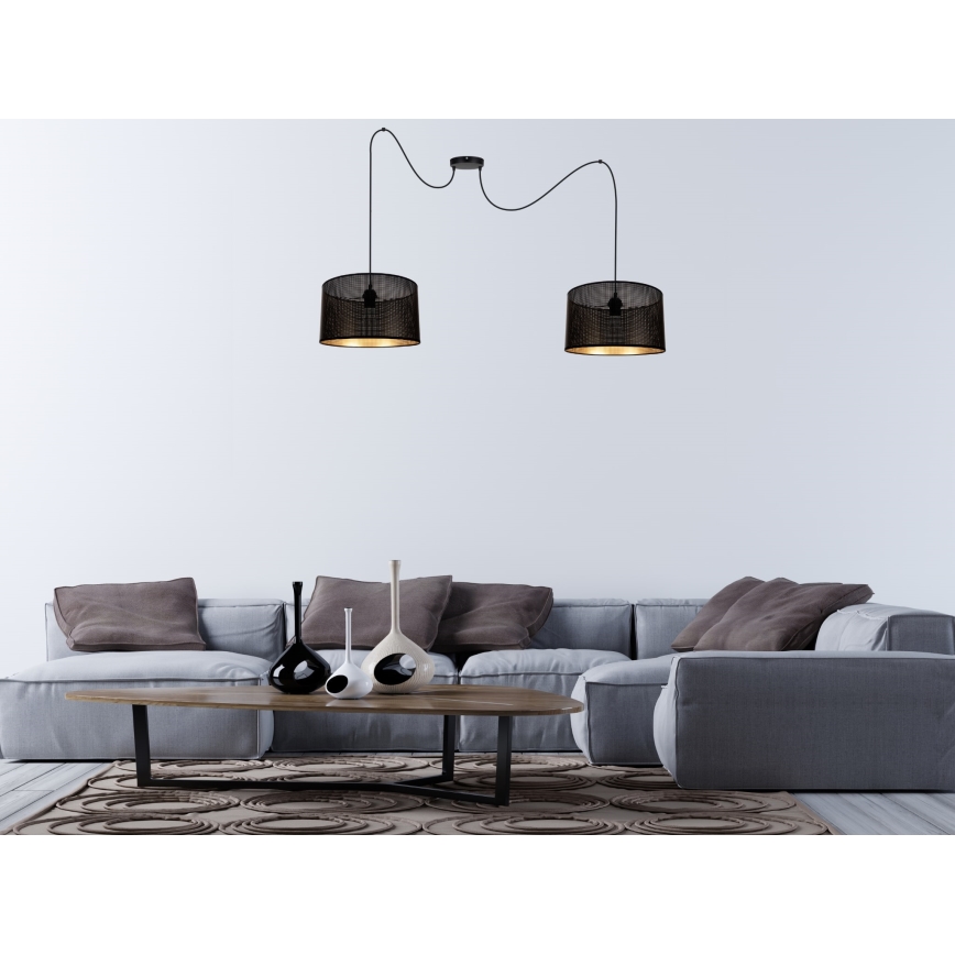 Lühter ALDO 2xE27/60W/230V ämblik must