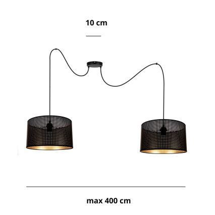 Lühter ALDO 2xE27/60W/230V ämblik must