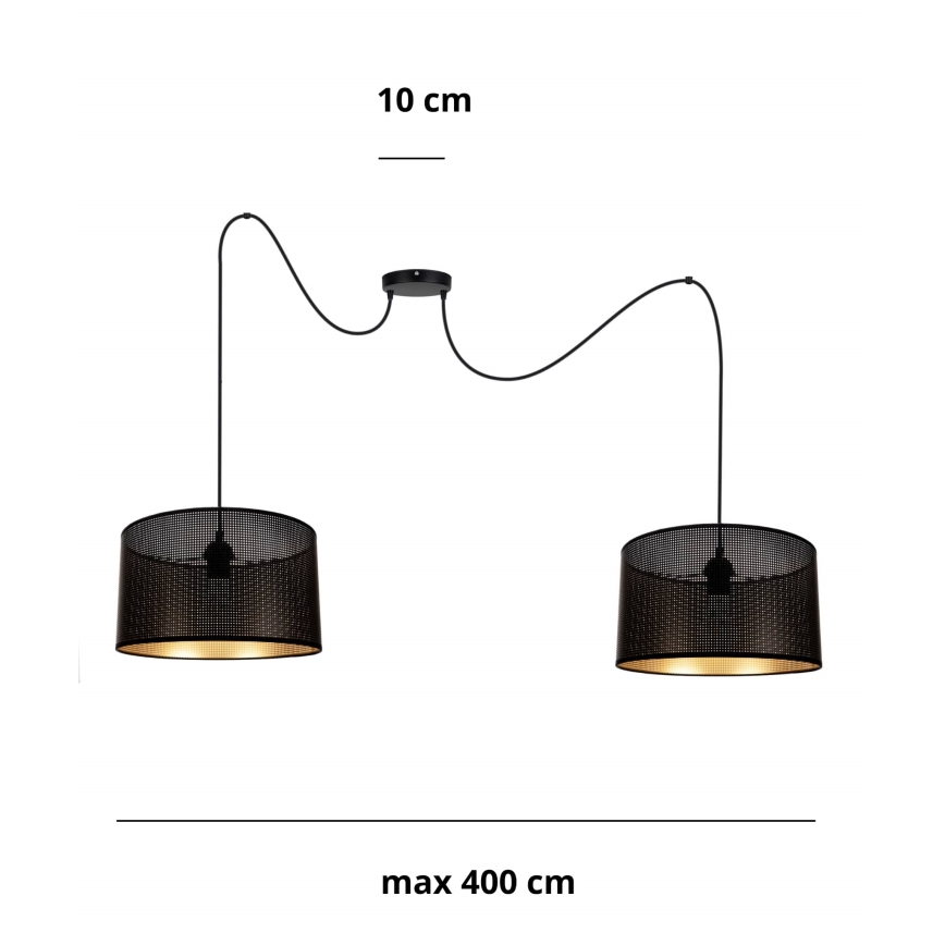 Lühter ALDO 2xE27/60W/230V ämblik must