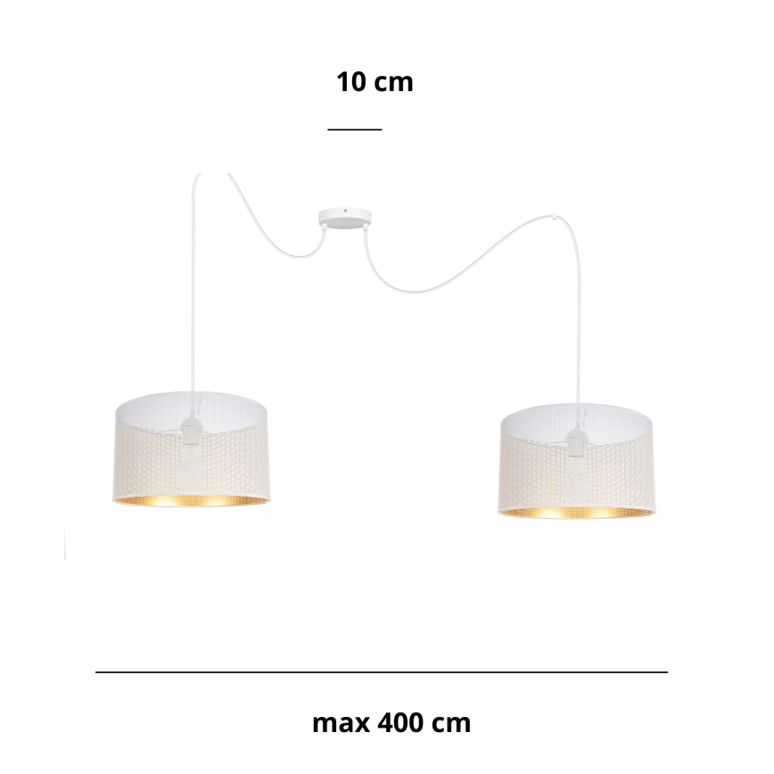 Lühter ALDO 2xE27/60W/230V ämblik valge
