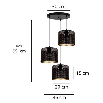 Lühter ALDO 3xE27/60W/230V d. 45 cm must