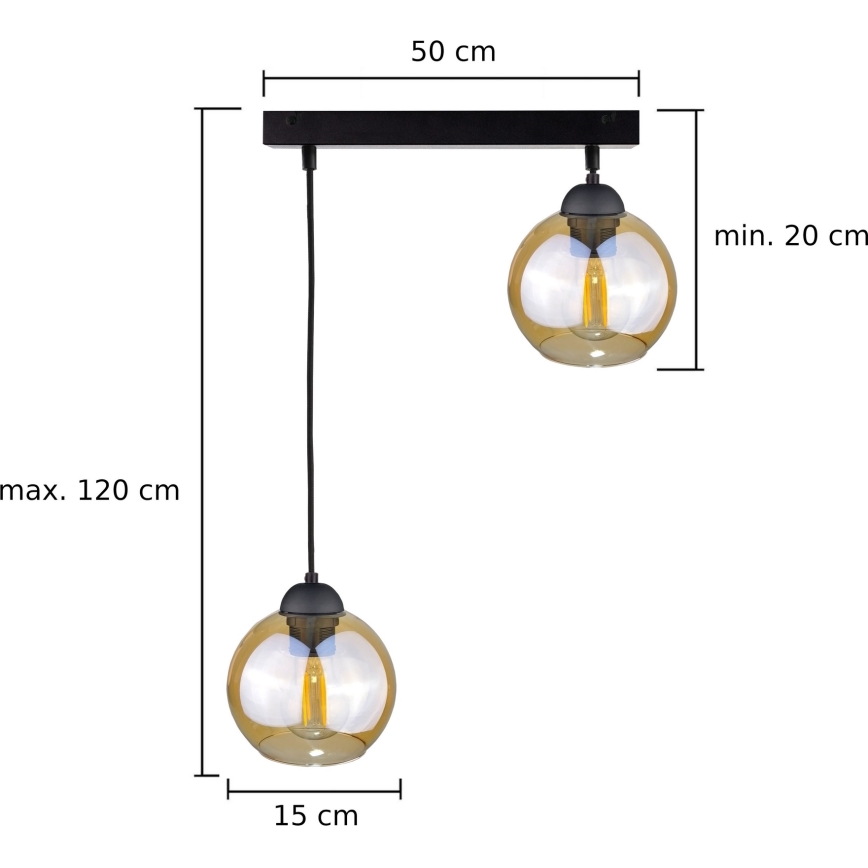 Lühter AMBRE BLACK 2xE27/60W/230V