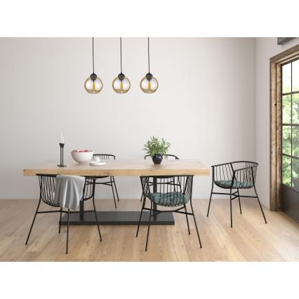 Lühter AMBRE BLACK 3xE27/60W/230V must/suitsune pruun
