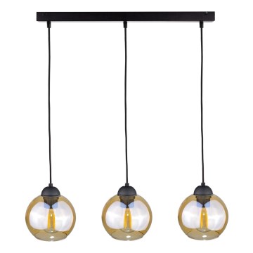 Lühter AMBRE BLACK 3xE27/60W/230V must/suitsune pruun