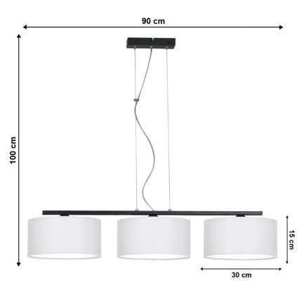 Lühter ASTRA 3xE27/60W/230V valge