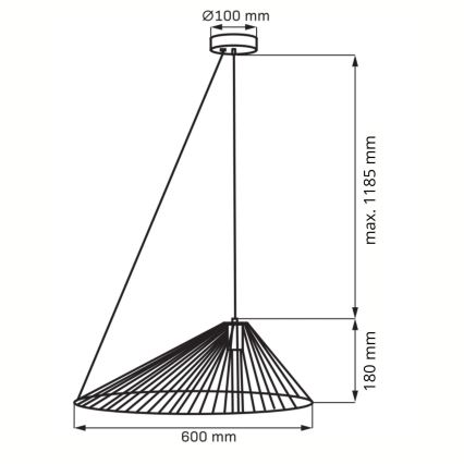 Lühter AURORA 1xE27/20W/230V d. 60 cm must