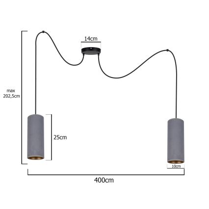 Lühter AVALO 2xE27/60W/230V ämblik hall