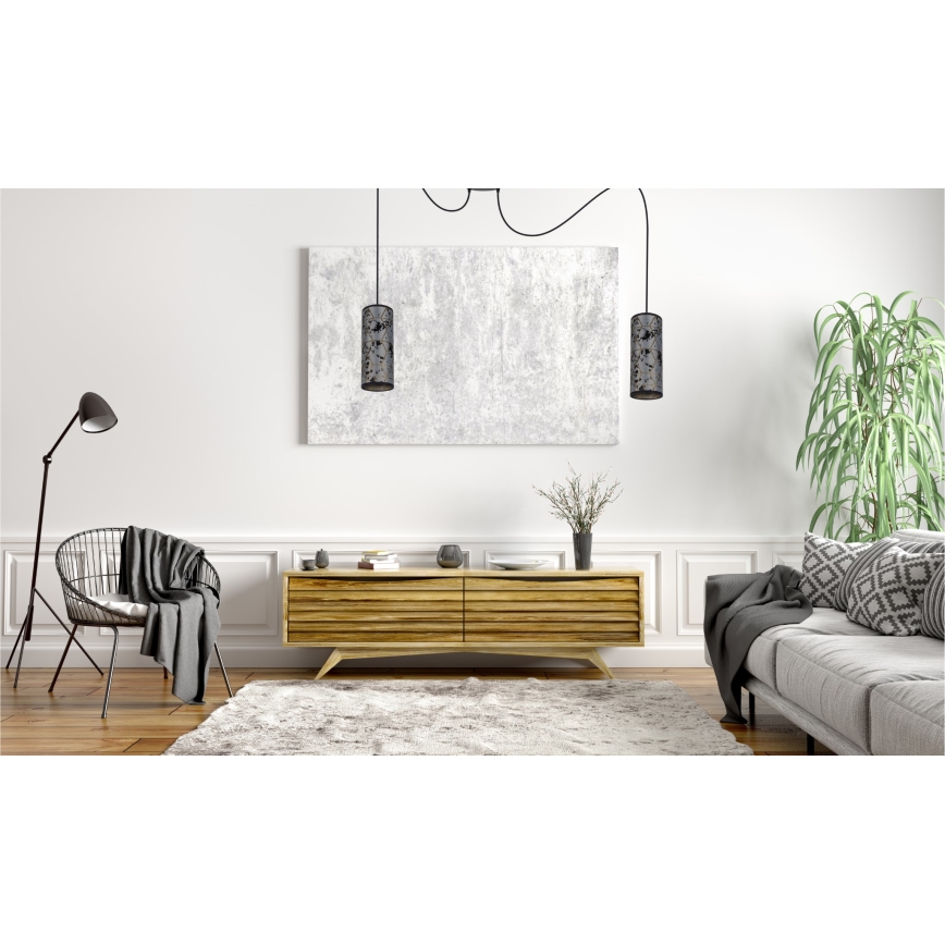 Lühter AVALO 2xE27/60W/230V ämblik hall/must