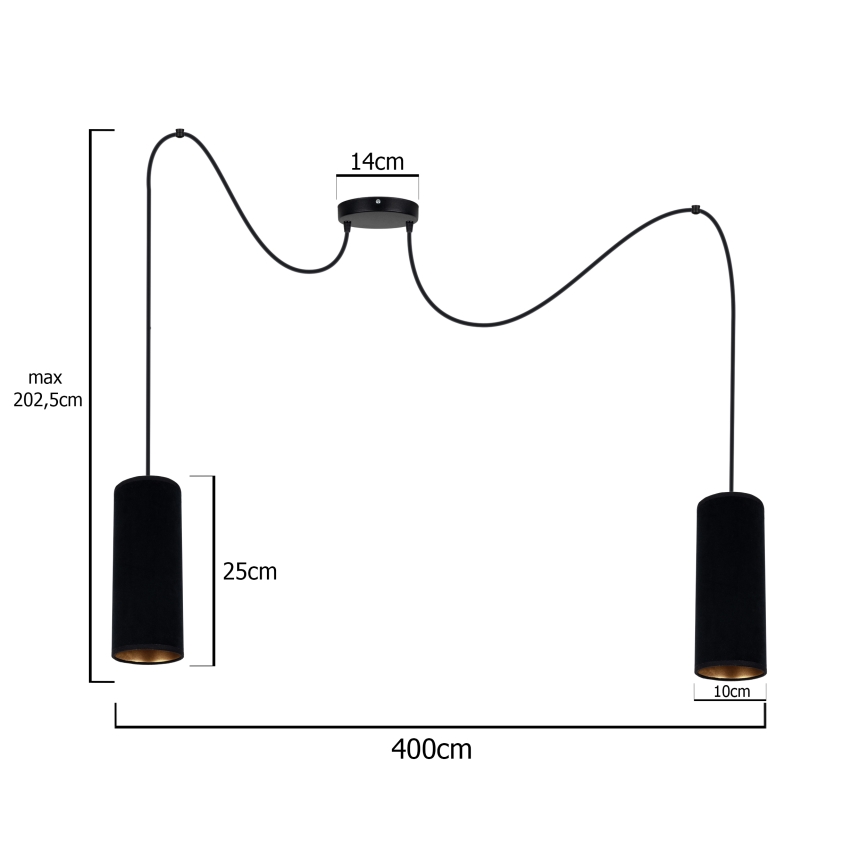 Lühter AVALO 2xE27/60W/230V ämblik must