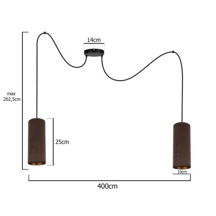 Lühter AVALO 2xE27/60W/230V ämblik pruun/vask