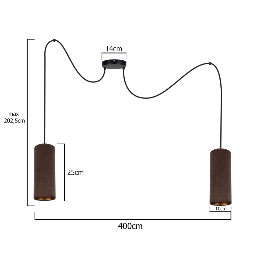 Lühter AVALO 2xE27/60W/230V ämblik pruun/vask