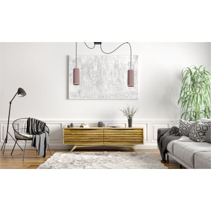 Lühter AVALO 2xE27/60W/230V ämblik roosa/vask