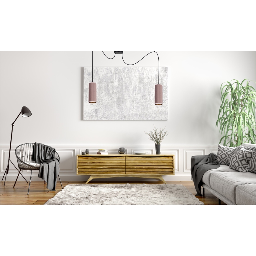 Lühter AVALO 2xE27/60W/230V ämblik roosa/vask
