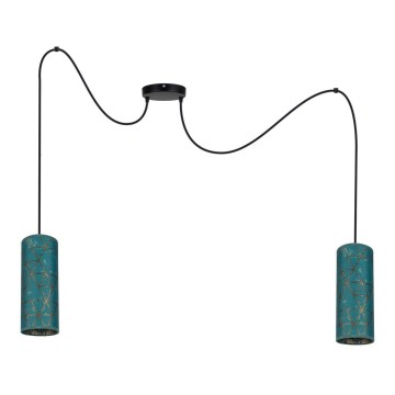 Lühter AVALO 2xE27/60W/230V ämblik türkiis/kuldne