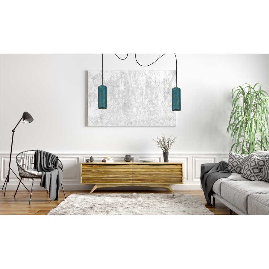 Lühter AVALO 2xE27/60W/230V ämblik türkiis/kuldne
