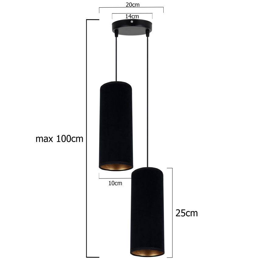 Lühter AVALO 2xE27/60W/230V d. 20 cm must