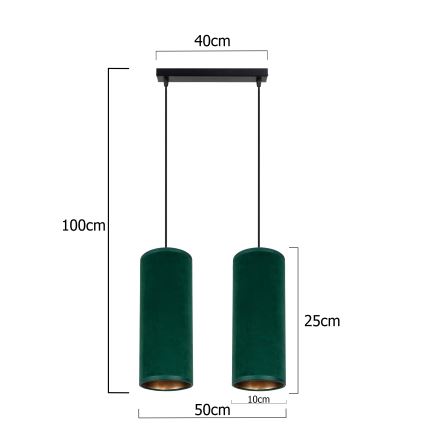 Lühter AVALO 2xE27/60W/230V roheline/vask
