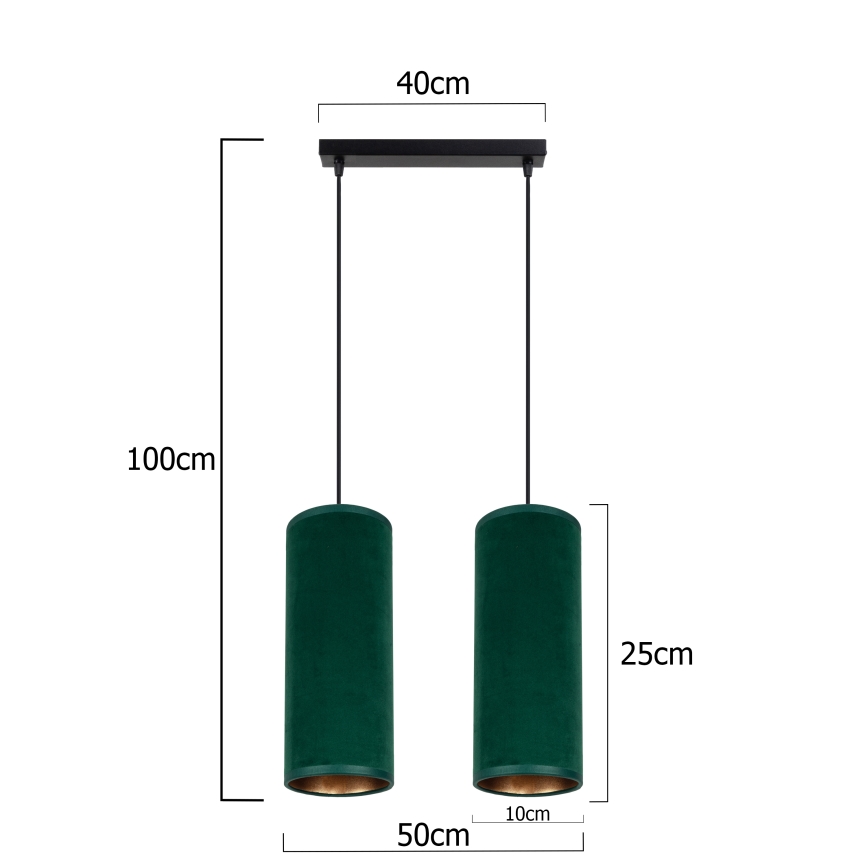 Lühter AVALO 2xE27/60W/230V roheline/vask