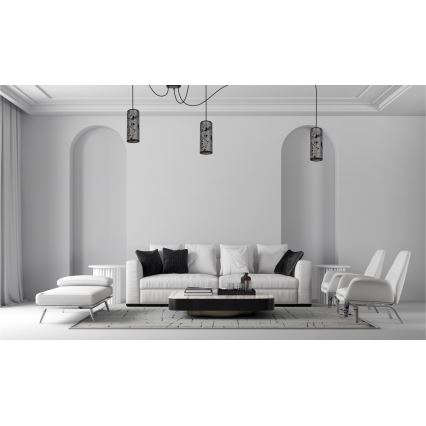 Lühter AVALO 3xE27/60W/230V ämblik hall/must