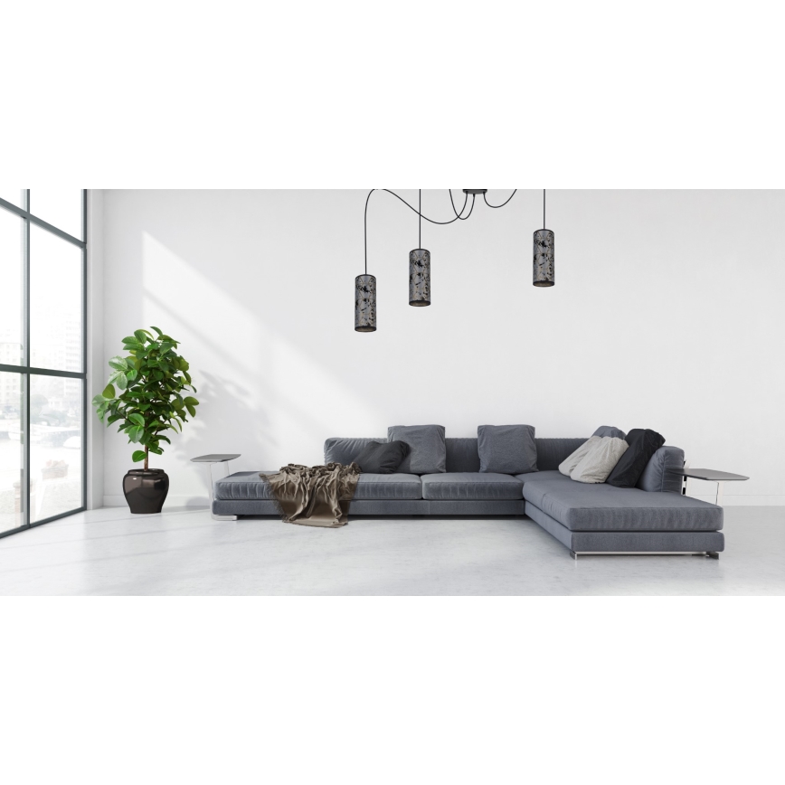Lühter AVALO 3xE27/60W/230V ämblik hall/must