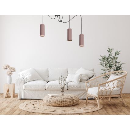 Lühter AVALO 3xE27/60W/230V ämblik roosa/vask