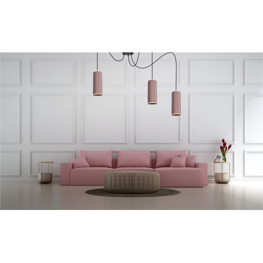 Lühter AVALO 3xE27/60W/230V ämblik roosa/vask