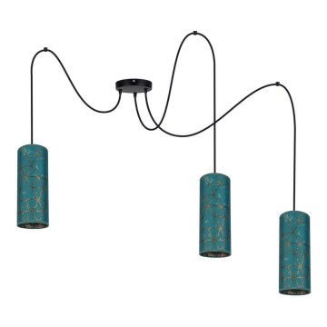 Lühter AVALO 3xE27/60W/230V ämblik türkiis/kuldne