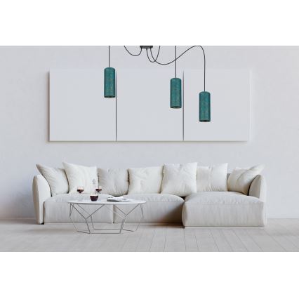 Lühter AVALO 3xE27/60W/230V ämblik türkiis/kuldne