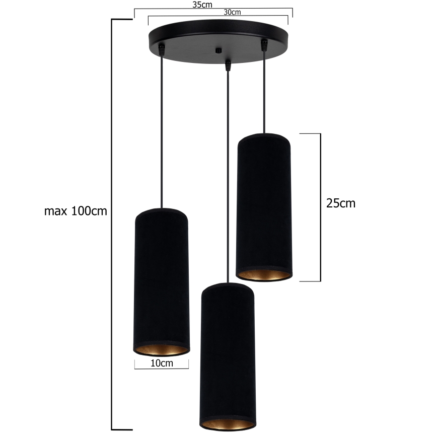 Lühter AVALO 3xE27/60W/230V d. 35 cm must