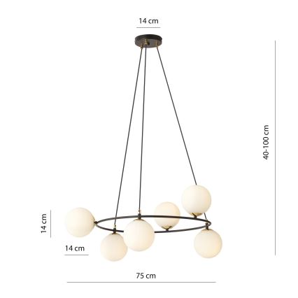 Lühter AZURA 6xE14/10W/230V must/valge