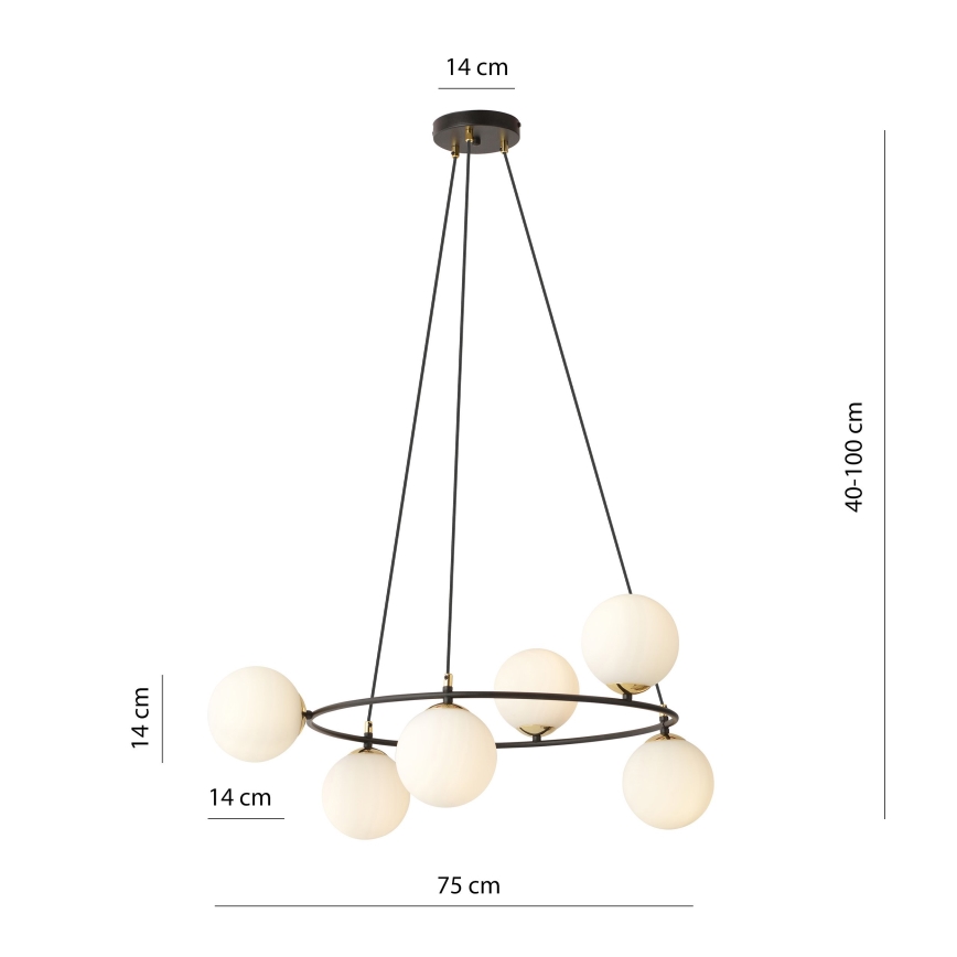Lühter AZURA 6xE14/10W/230V must/valge
