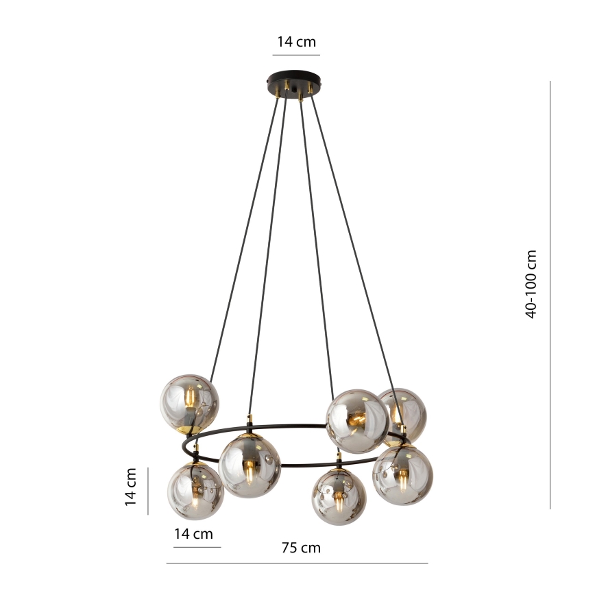 Lühter AZURA 8xE14/10W/230V must/hall