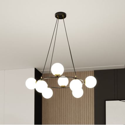 Lühter AZURA 8xE14/10W/230V must/valge