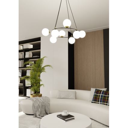 Lühter AZURA 8xE14/10W/230V must/valge