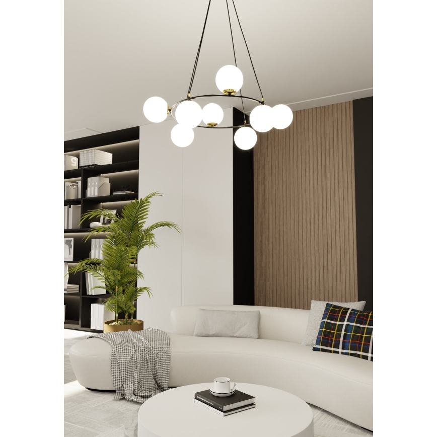 Lühter AZURA 8xE14/10W/230V must/valge