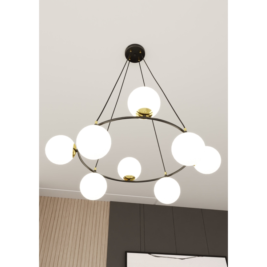 Lühter AZURA 8xE14/10W/230V must/valge