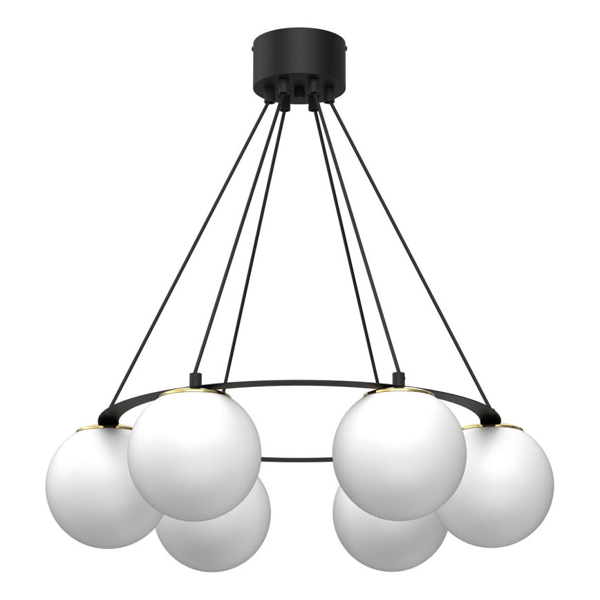 Lühter BALLO 6xE27/15W/230V must/valge