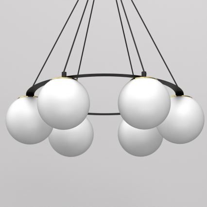 Lühter BALLO 6xE27/15W/230V must/valge