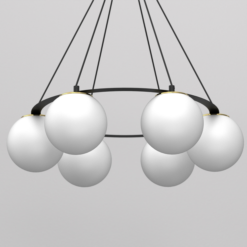 Lühter BALLO 6xE27/15W/230V must/valge